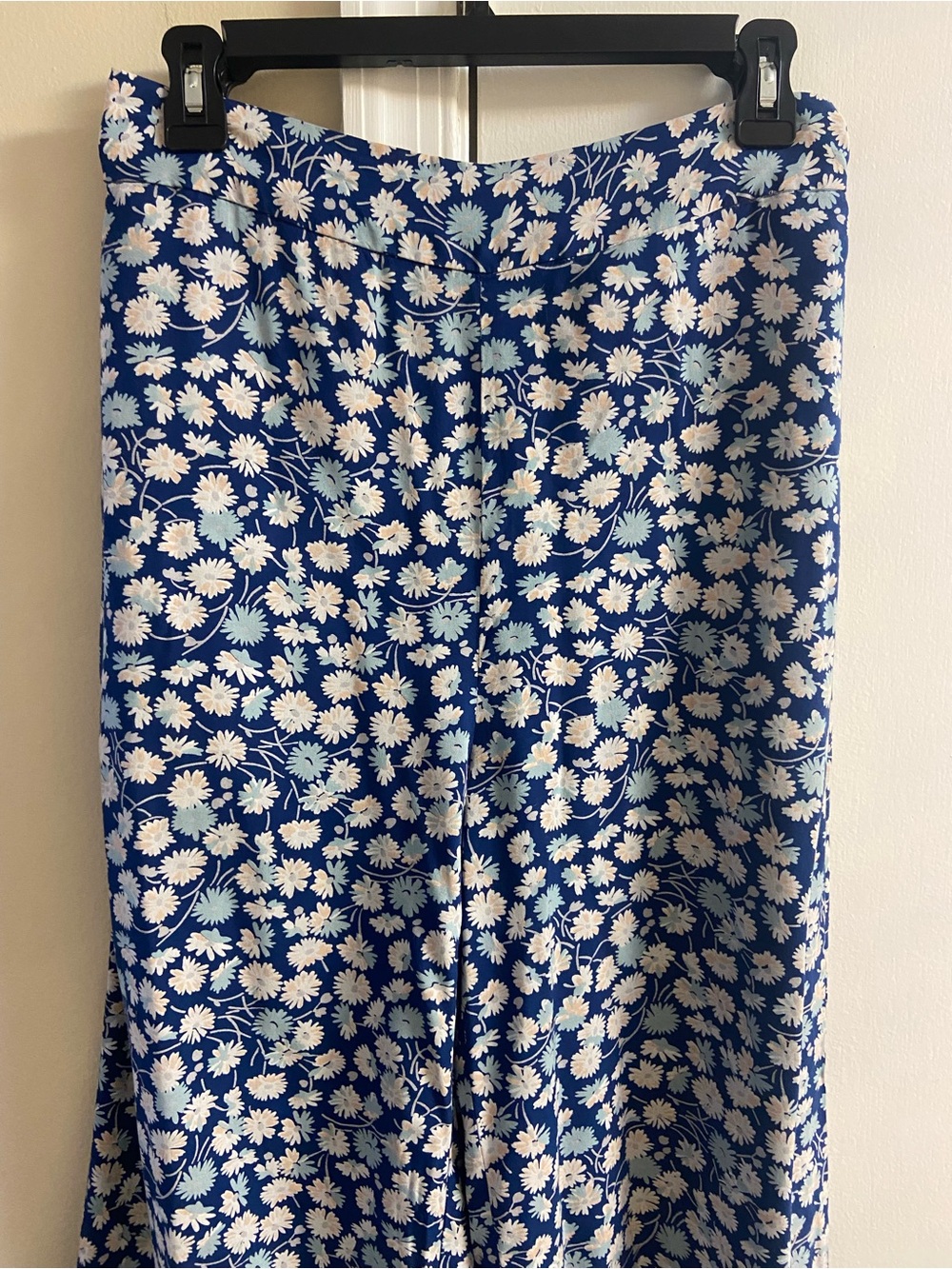 Madewell Navy cropped wide leg pants with Ivory Floral Print Medium - Picture 4 of 8